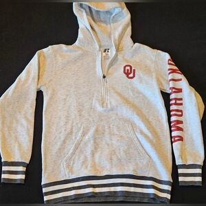 OU Oklahoma Sooners Russell 1/4 Zip Pullover Mens Small Heather Gray
